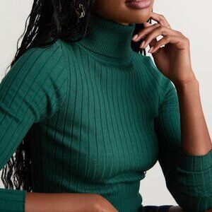 NWT - Lulus Perfected Comfort Emerald Turtleneck Sweater Top Green - Size S